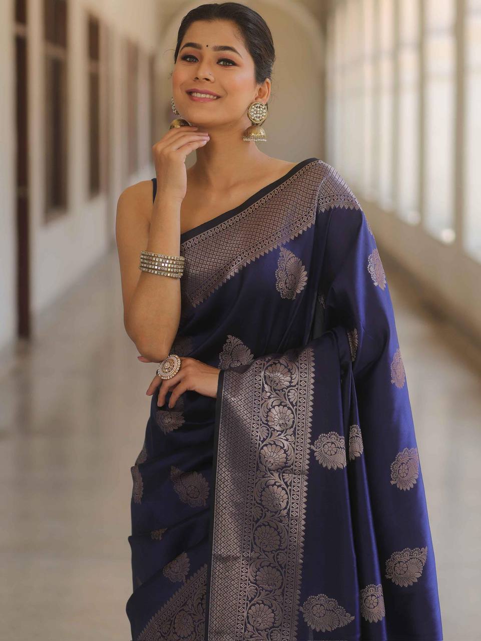 Organic Banarasi Lichi Silk Wedding Saree