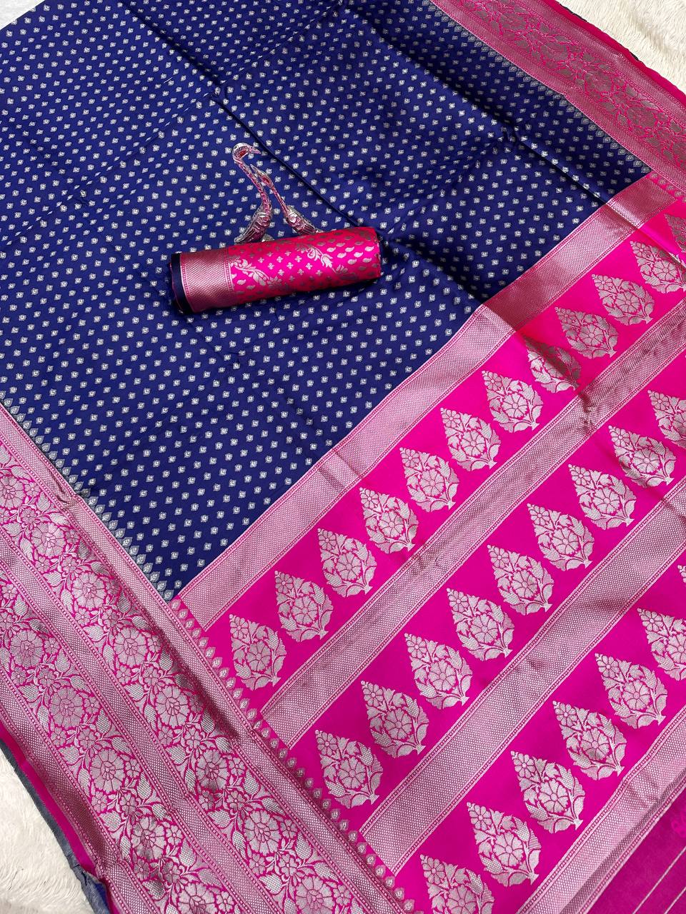 Organic Banarasi Lichi Silk Wedding Saree – Lightweight & Graceful