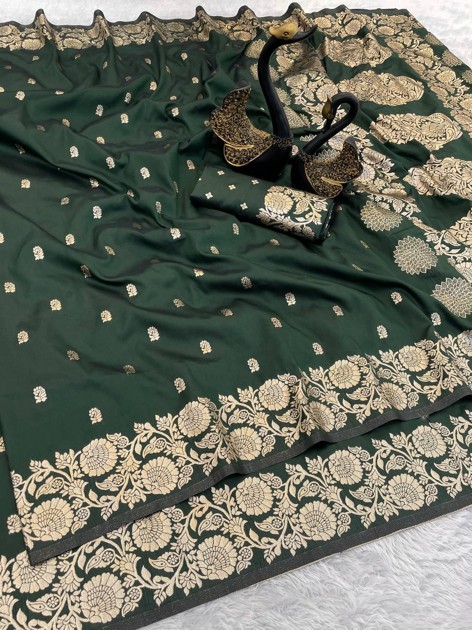 Pure Banarasi Silk Saree with Golden Zari Weaving