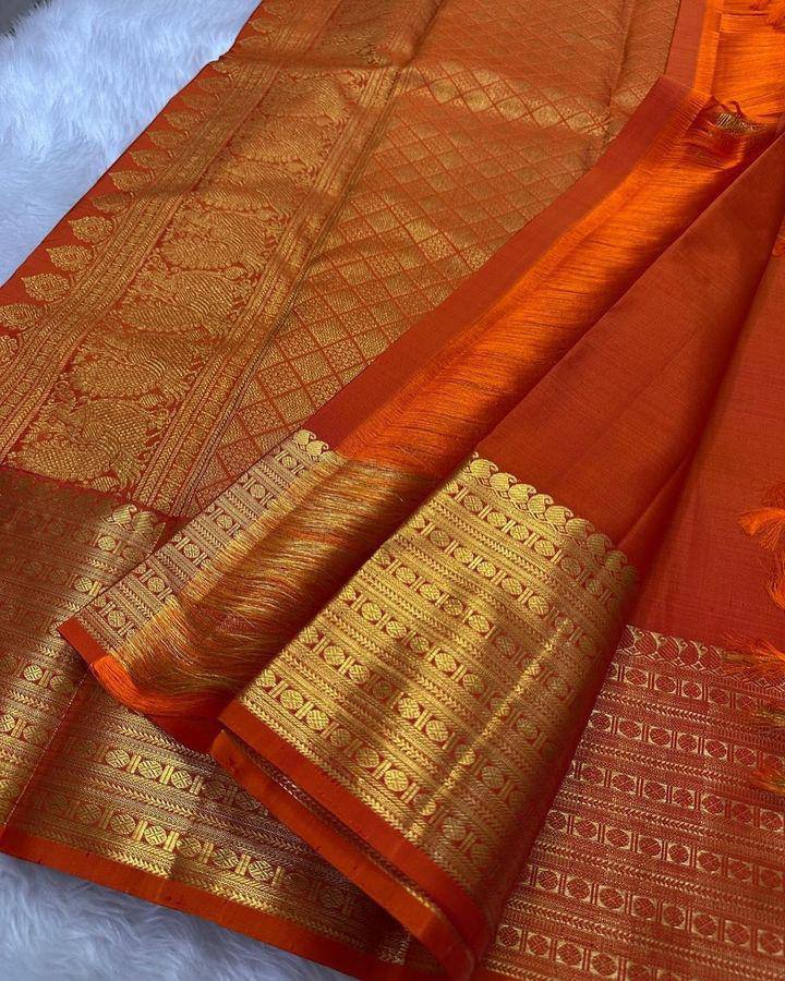 Lightweight Organic Banarasi Lichi Silk Wedding Saree