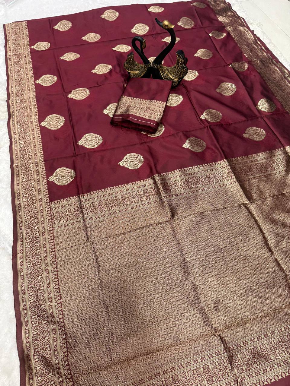 Soft Lichi Silk Organic Banarasi Wedding Saree