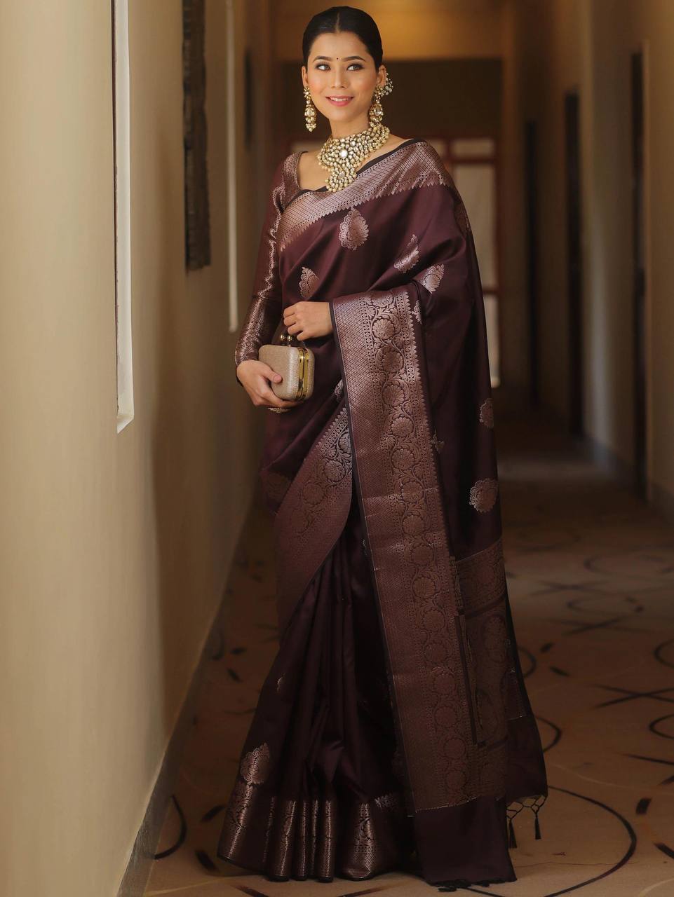 Organic Banarasi Lichi Silk Wedding Saree