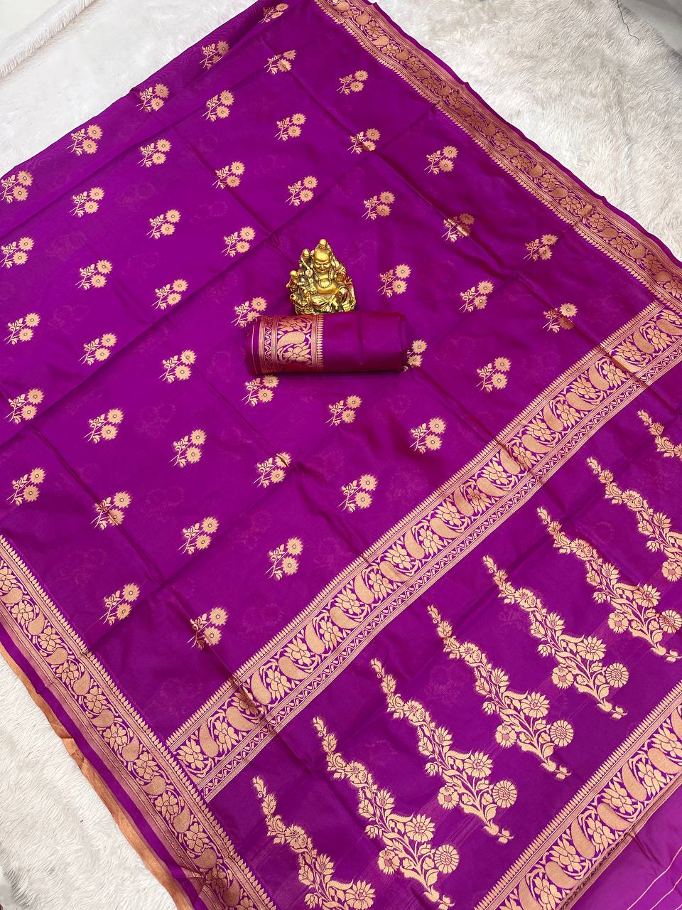 Organic Banarasi Lichi Silk Wedding Saree – Lightweight & Elegant