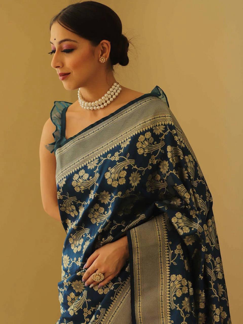 Organic Banarasi Lichi Silk Wedding Saree