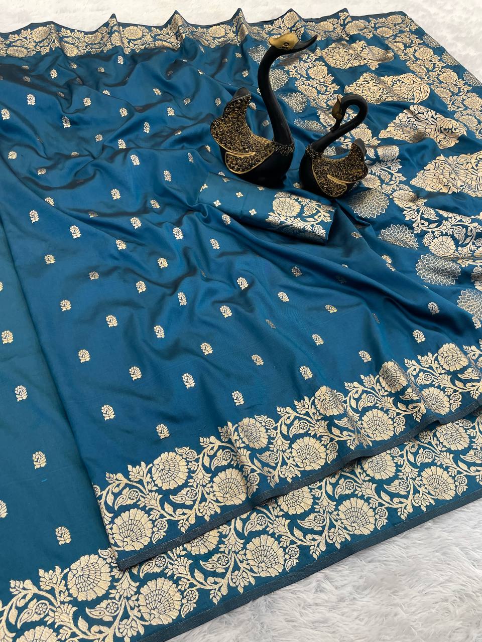 Pure Banarasi Silk Saree with Golden Zari Weaving