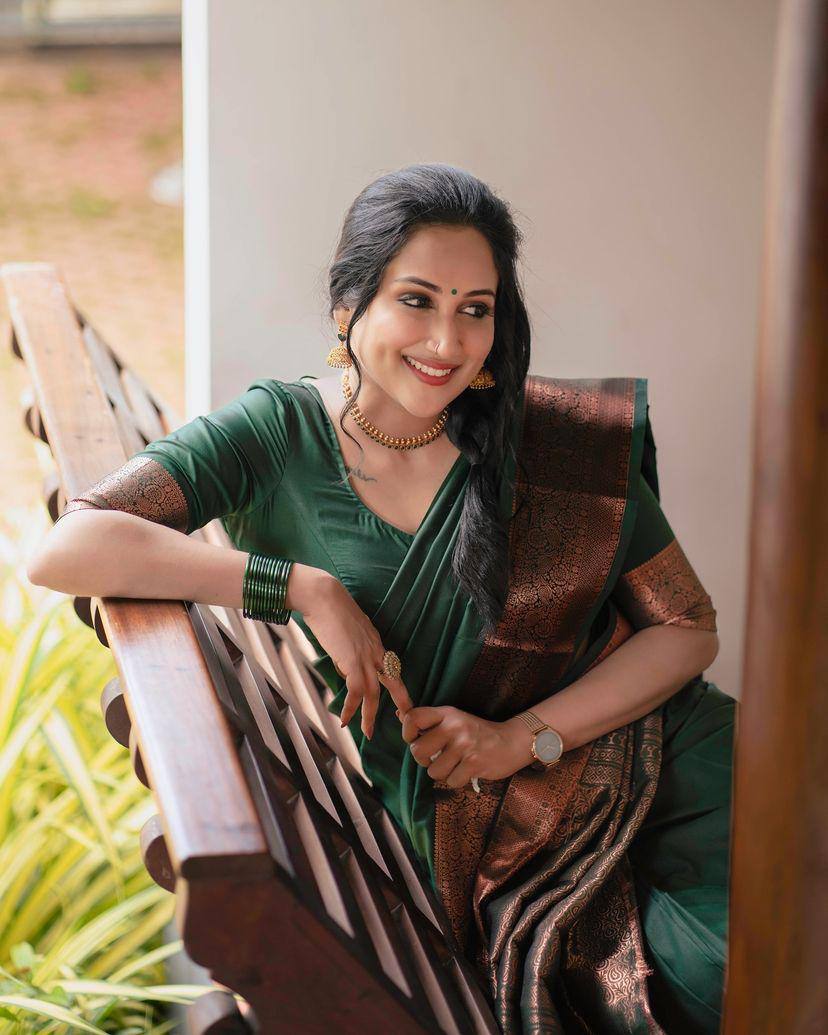 Feather Light Organic Banarasi Lichi Silk Wedding Saree