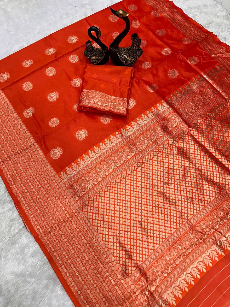Lightweight Organic Banarasi Lichi Silk Wedding Saree