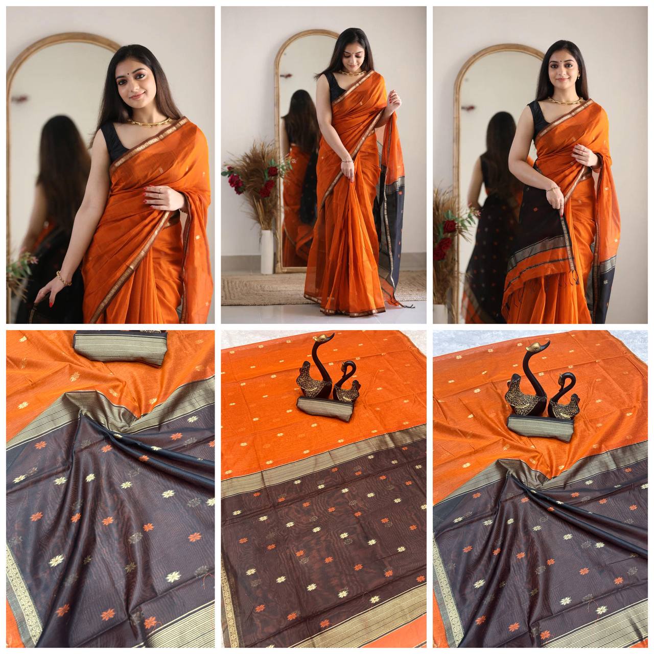 New Lilan Slub Soft Cotton Saree with Slab Weaving