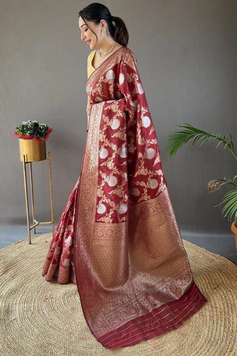 Premium Lilan Slub Soft Cotton Saree with Rich Weaving Blouse