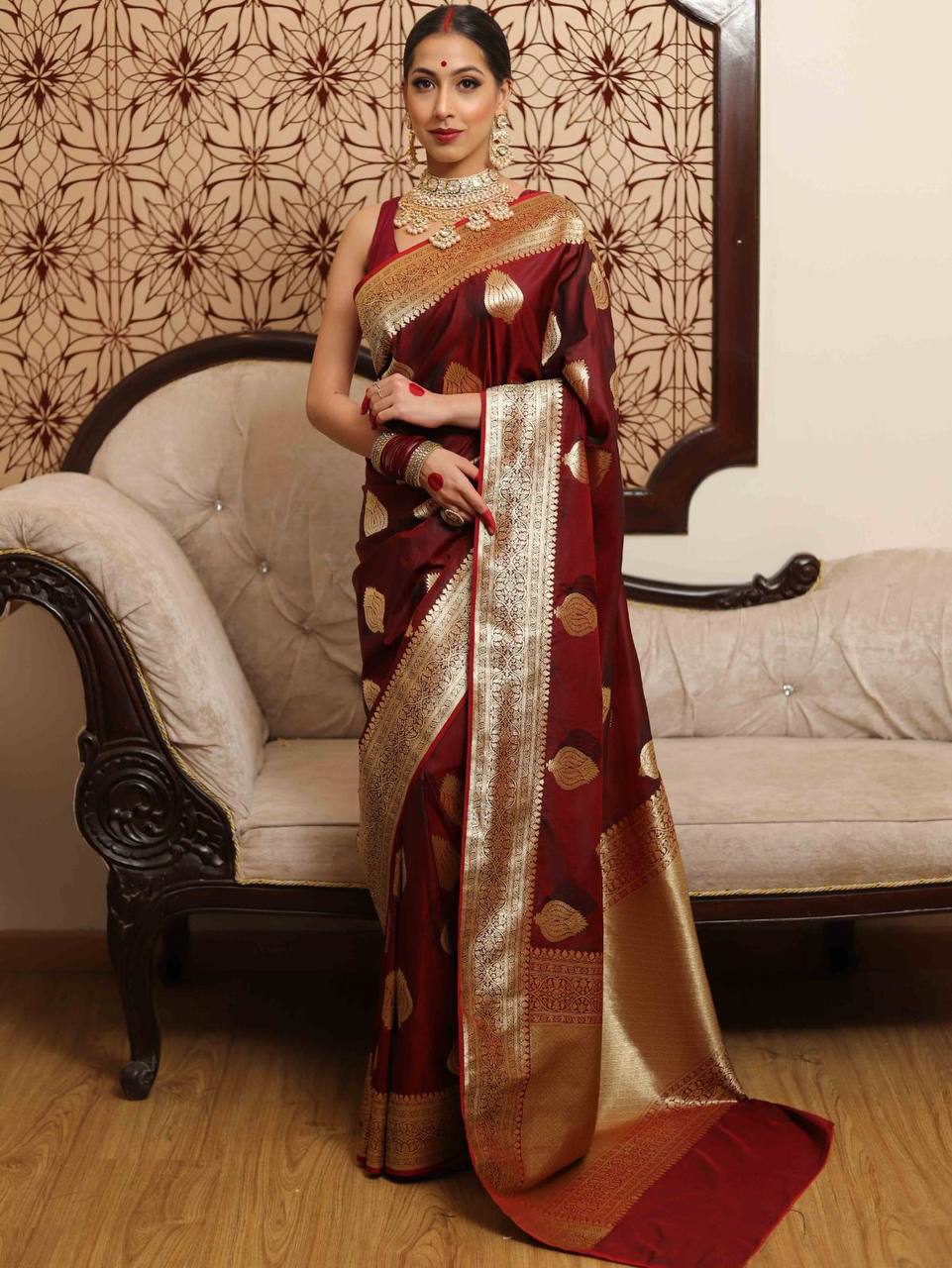 Soft Lichi Silk Organic Banarasi Wedding Saree