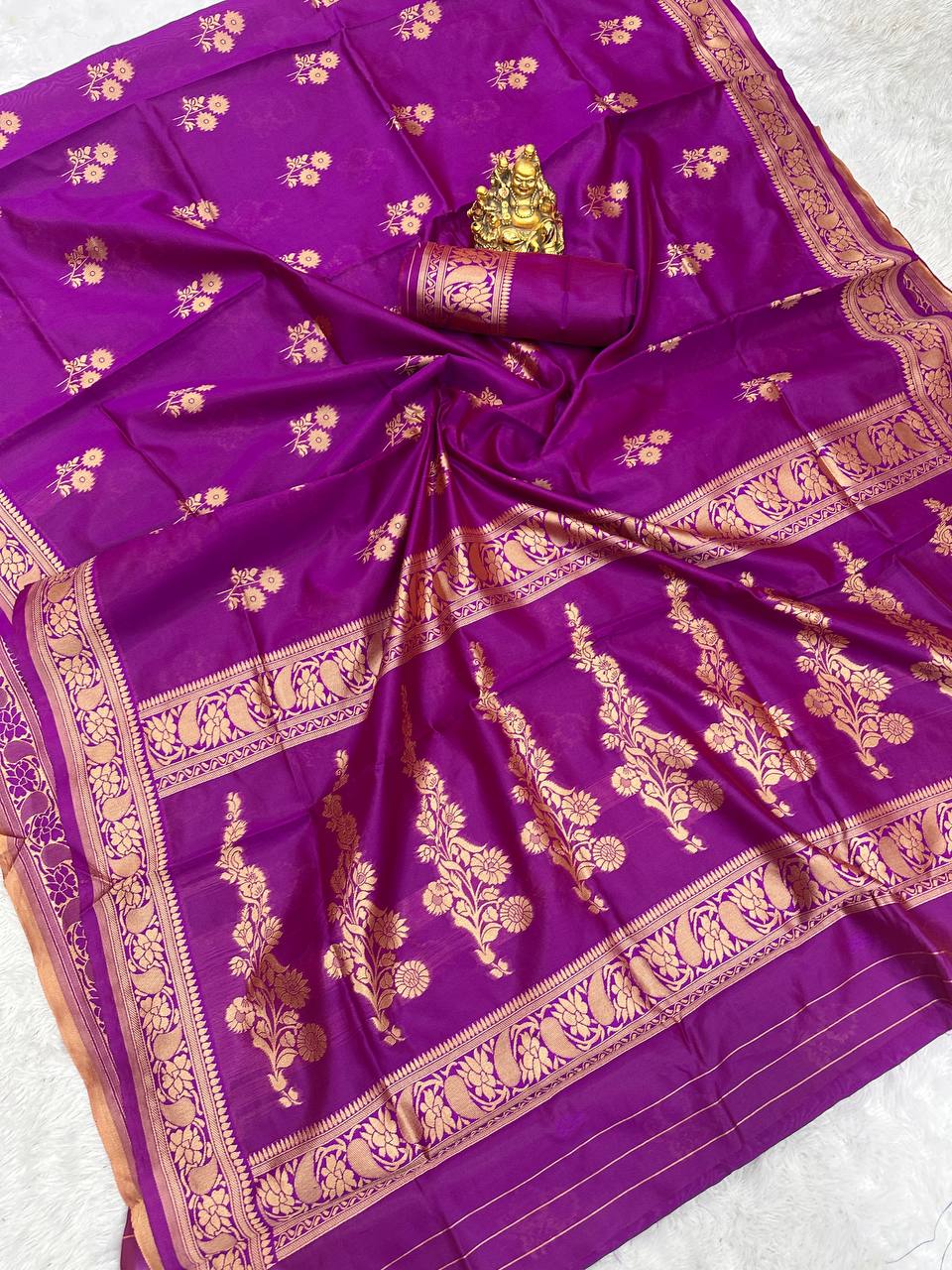 Organic Banarasi Lichi Silk Wedding Saree – Lightweight & Elegant