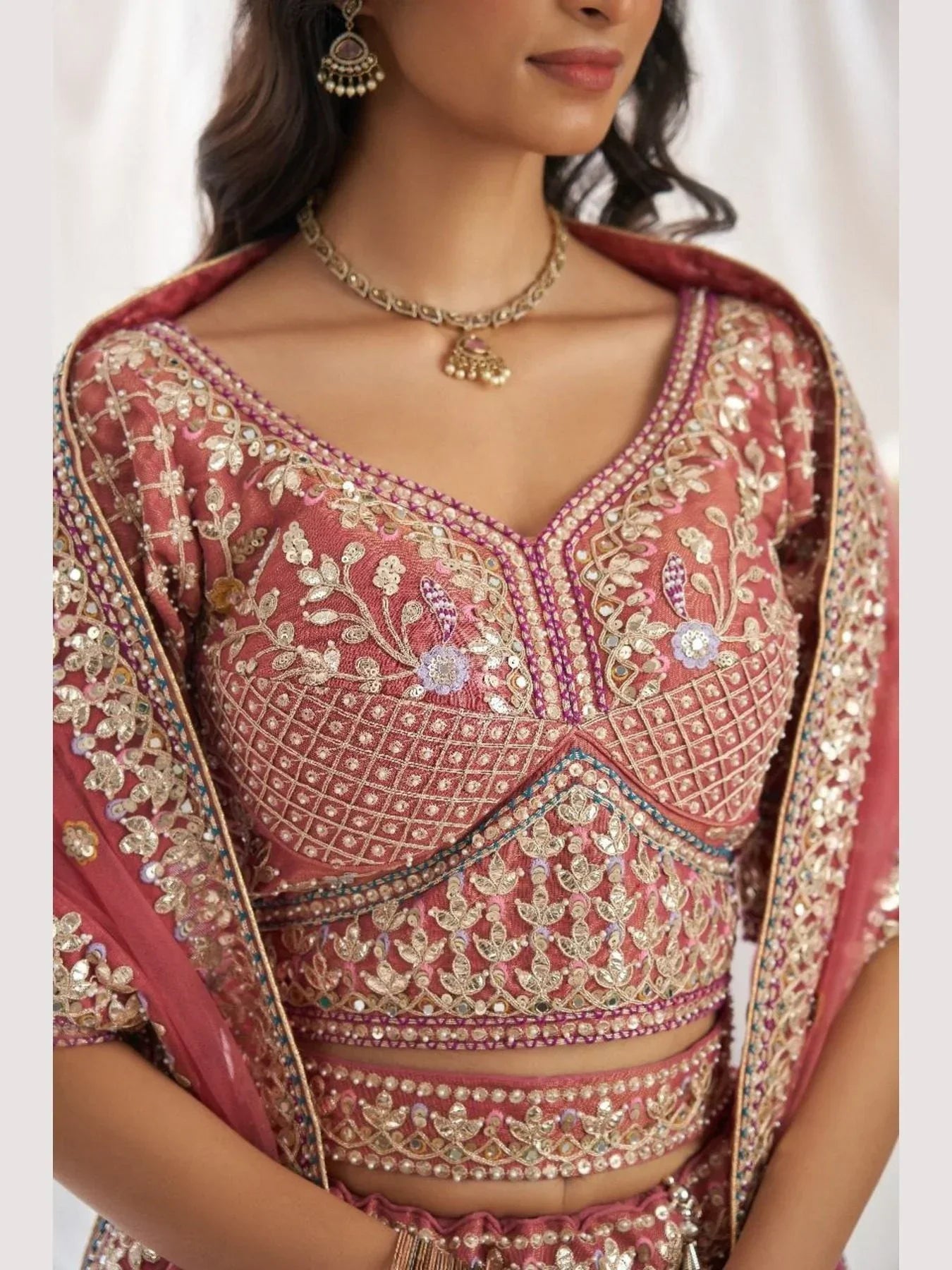 Stuning Outfit Bridal Special Net Lehenga Choli With Embroidered Work